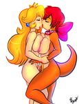  andrew_dickman avoid_posting big_breasts breast_squish breasts female human kissing koopa lesbian mario_bros nintendo nipples princess princess_peach royalty scalie video_games wendy_o_koopa 