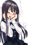  :d ^_^ black_hair blush character_request closed_eyes copyright_request frills hands_on_own_cheeks hands_on_own_face heart heart_in_mouth open_mouth school_uniform silve smile solo 