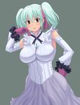  advance_wars advance_wars:_days_of_ruin breasts corset detached_sleeves frills gloves gothic_lolita hair_ribbon hand_on_hip jewelry kihaiu large_breasts lieselotte_(advance_wars) lolita_fashion long_hair necklace ribbon skirt solo twintails yellow_eyes 