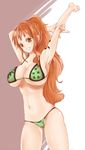  1girl bikini breasts chigusa_suzume cleavage large_breasts long_hair nami nami_(one_piece) one_piece orange_hair smile swimsuit tigusa underboob 