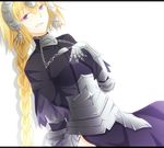  armor armored_dress bad_id bad_pixiv_id blonde_hair braid fate/apocrypha fate/zero fate_(series) gauntlets headpiece jeanne_d'arc_(fate) jeanne_d'arc_(fate)_(all) kuruwa223 long_hair purple_eyes single_braid solo 