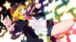  bad_id bad_pixiv_id bandana baseball_cap belt blonde_hair casual checkered colorful contemporary dog_tags fingernails flat_chest floor glowing hair_ornament hairclip hat hips jacket kirisame_marisa leg_up long_sleeves microphone music nail_polish pink_nails pointy_nose reaching_out shirt shoes short_shorts shorts singing sneakers solo star t-shirt tattoo teeth touhou tsuru_(clainman) yellow_eyes 