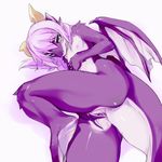 cotora dragon female fingering flat_chested hair hindpaw looking_at_viewer masturbation nipples nude paws pink_hair plain_background plantigrade purple_body purple_scales pussy pussy_juice scalie solo white_background wings yellow_eyes young 