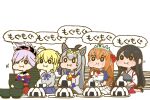  +_+ 5girls :t ahoge akagi_(kancolle) animal_ears archery artoria_pendragon_(fate) ascot asymmetrical_hair blonde_hair blush bow bow_(weapon) braid breasts bun_cover bun_with_braided_base commentary dress ear_bow ear_ornament eating empty_plate fate/grand_order fate/stay_night fate_(series) food food_on_face gloves glutton grey_hair gyari_(imagesdawn)_(style) hair_between_eyes hair_bun hair_ornament hair_ribbon hakama hakama_short_skirt hakama_skirt horse_ears horse_girl japanese_clothes kantai_collection kimono kyuudou large_breasts long_hair long_sleeves looking_ahead magatama miyamoto_musashi_(fate) mr._ebidou multicolored_hair multiple_girls muneate oguri_cap_(umamusume) on_ground onigiri orange_hair partially_fingerless_gloves pecorine_(princess_connect!) pink_hair ponytail princess_connect! quiver red_ascot red_ribbon ribbon rice saber_(fate) sailor_collar sailor_shirt school_uniform shirt short_hair short_kimono shrug_(clothing) simple_background sitting skirt speech_bubble swept_bangs symbol-only_commentary tiara too_many_bowls too_much_food umamusume very_long_hair weapon white_background yugake 
