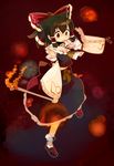  alternate_color black_hair bow brown_eyes detached_sleeves gohei hair_bow hair_tubes hakurei_reimu highres short_hair skirt skirt_set solo tcmk touhou white_sleeves 