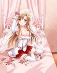  asuna_(sword_art_online) cleavage nakajima_yuka nipples sword_art_online thighhighs 