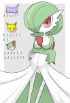  1other absurdres breasts closed_mouth colored_skin flipped_hair gardevoir green_hair hair_over_one_eye heart highres large_breasts pink_eyes pokemon pokemon_(creature) pokemon_focus pregnant simesaba_(xwdt4337) solo white_skin 