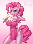  anthro anthrofied apron batter big_breasts blue_eyes breasts clothed clothing cutie_mark equine female friendship_is_magic hair hirurux horse invalid_tag licking licking_lips looking_at_viewer mammal mane my_little_pony naked_apron nude pink_hair pink_theme pinkie_pie_(mlp) pony pose skimpy solo tongue tongue_out 