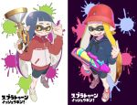  2girls adjusting_eyewear black_neckerchief black_shorts blonde_hair blue_sailor_collar blue_shirt closed_mouth commentary_request fangs full_body glasses gradient_hair green_eyes grey_hair hand_on_eyewear hat holding holding_weapon inkling inkling_girl inkling_player_character jacket long_hair long_sleeves looking_at_viewer moudoku_(decopon3rd) multicolored_hair multiple_girls neckerchief open_mouth pointy_ears purple_hair red_hat red_jacket red_shoes round_eyewear sailor_collar sailor_shirt shirt shoes shorts smile sneakers socks splatoon_(series) splatoon_1 splattershot_pro_(splatoon) sploosh-o-matic_(splatoon) standing tentacle_hair translation_request very_long_hair weapon white_socks yellow-framed_eyewear yellow_eyes yellow_shoes 
