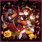  animal_ears brown_eyes brown_hair fang halloween multiple_girls original short_hair tail verus 