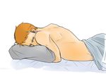  1boy bed bed_sheet blue_eyes dc_comics male male_focus nude orange_hair pillow pixiv_manga_sample roy_harper sheets solo topless 