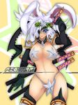  blue_eyes breasts eye_patch eyewear female hair lagomorph mammal pasties rabbit slugbox sword weapon white_hair 