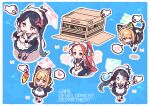  +_+ 5girls :d ^^^ anger_vein apron aris_(blue_archive) aris_(maid)_(blue_archive) black_dress black_hair black_shoes blonde_hair blue_archive blue_background blue_eyes blue_ribbon blush border box cardboard_box chibi chibi_only chips_(food) commentary_request disembodied_hand dress food game_development_department_(blue_archive) green_eyes grey_eyes hair_ribbon highres kei_(blue_archive) long_hair maid maid_headdress midori_(blue_archive) midori_(maid)_(blue_archive) momoi_(blue_archive) momoi_(maid)_(blue_archive) multiple_girls neck_ribbon open_mouth outline parted_bangs ponytail potato_chips purple_eyes red_eyes red_hair ribbon shoes short_hair short_sleeves smile socks standing v-shaped_eyebrows white_apron white_border white_outline white_socks yoru_nai yuzu_(blue_archive) yuzu_(maid)_(blue_archive) 
