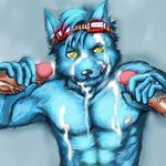  after_sex balls biceps big_penis blue_fur bottomless canine clothed clothing cum cum_in_mouth cum_inside cum_on_chest cum_on_face cum_on_nipples cum_on_penis cum_on_stomach cumshot double_handjob erection eyewear fellatio fur gay goggles googles group group_sex half-dressed handjob humanoid_penis leaking looking_at_viewer male mammal muscles nipples nude oral oral_sex orgasm pecs penis plain_background sex threesome tongue tongue_out topless unknown_artist vein wolf yellow_eyes zhangp 