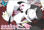  bug butterfly insect juubey_(kazumi_magica) kyubey lying mahou_shoujo_kazumi_magica mahou_shoujo_madoka_magica no_humans pointy_ears polka_dot polka_dot_background red_eyes sleeping tail 