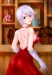  1girl akira_(yuibnm71) barrel blue_eyes breasts fairy_tail gloves highres large_breasts lisanna lisanna_strauss solo white_hair 