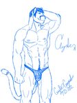  armpits banana_hammock bulge clyde cougar crazyasscc feline hair male muscles nipples pose solo speedo underwear 