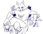 alessandro_(artist) anthro arm_wrapping arm_wraps athletic athletic_anthro athletic_male belt blush boots bottomwear burnt burnt_face canid canine canis carrying_another cheek_tuft cloak clone clothing clothing_grab crossed_legs darkened_face death_(puss_in_boots) dialogue domestic_cat dreamworks ears_up facial_markings facial_tuft felid feline felis footwear fuzzy grabbing_another grin group half-closed_eyes harem hat head_markings headgear headpat headwear heart_tail holding_object kerchief kneeling larger_anthro larger_male leg_wraps looking_at_another looking_at_viewer male male/male mammal markings mask_(marking) monochrome narrowed_eyes neckerchief neckwear on_lap on_shoulder on_top one_eye_closed open_mouth open_smile pants petting pointy_ears poncho prick_ears puss_in_boots_(dreamworks) puss_in_boots_(franchise) raised_arm red_eyes shoes simple_background sitting sitting_on_another size_difference smaller_anthro smaller_male smaller_on_top smile smug spanish_text surrounded tail teeth text tuft whiskers white_background wolf wrapped_arms wrapped_legs wraps