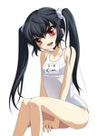  bad_id bad_pixiv_id bare_shoulders black_hair blush happy jyuru kooh legs long_hair one-piece_swimsuit open_mouth pangya red_eyes school_swimsuit sitting smile solo swimsuit twintails white_school_swimsuit white_swimsuit 