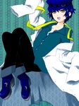  androgynous bad_id bad_pixiv_id blue_hair cabbie_hat hat labcoat long_sleeves mot persona persona_4 reverse_trap shirogane_naoto short_hair solo yellow_eyes 