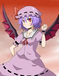  bat_wings blue_hair blush red_eyes remilia_scarlet silver_fox solo touhou wings 