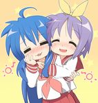  bangs blush hiiragi_tsukasa hug ixy izumi_konata lucky_star mole mole_under_eye multiple_girls 