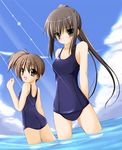  genderswap genderswap_(mtf) kyon_no_imouto kyonko multiple_girls one-piece_swimsuit school_swimsuit suzumiya_haruhi_no_yuuutsu swimsuit tomosuke 