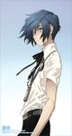  bad_id bad_pixiv_id blue_eyes blue_hair digital_media_player headphones male_focus persona persona_3 s.r. shirt solo yuuki_makoto 