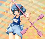  hair_bobbles hair_ornament kawashiro_nitori natsume_riu one-piece_swimsuit school_swimsuit solo swimsuit touhou two_side_up 