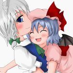  bad_id bad_pixiv_id bat_wings blue_eyes blue_hair hug izayoi_sakuya madhand maid multiple_girls remilia_scarlet silver_hair touhou wings 