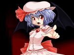  bad_id bad_pixiv_id bat_wings blue_hair face fang harusame_(unmei_no_ikasumi) red_eyes remilia_scarlet solo touhou wings 