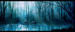  animal blue deer forest lake landscape nature no_humans original photorealistic pond reflection scenery water 
