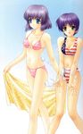  america bikini blue_eyes bubble copyright_request highres kimizuka_aoi multiple_girls purple_hair short_hair swimsuit 