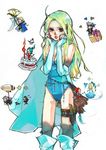  4girls aircraft airship artist_request blonde_hair blue_eyes blue_leotard cake cape celes_chere dog edgar_roni_figaro final_fantasy final_fantasy_vi flower flying food hat interceptor leotard lock_cole moogle multiple_boys multiple_girls pastry relm_arrowny rose setzer_gabbiani shadow_(ff6) tina_branford 