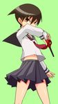  brown_eyes brown_hair lighter midriff mitama_mayo sayonara_zetsubou_sensei school_uniform serafuku shirono short_hair solo 