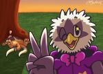  2_tails 3_toes accessory beak blue_body blue_feathers bodily_fluids bow_tie bracelet bubble buizel clothing duo feathers feet fur furgonomics generation_4_pokemon generation_5_pokemon gesture grass hand_gesture hood hoodie jewelry kimmy_(psykwol) looking_at_viewer lotus_(psykwol) male male/male multi_tail nintendo one_eye_closed open_beak open_mouth orange_body orange_fur plant pokemon pokemon_(species) psykwol purple_bow_tie purple_clothing purple_hoodie purple_topwear rufflet sleeping snot snot_bubble star_eye star_eyes sunset tail tail_accessory tail_bracelet tail_jewelry tan_body tan_feathers tan_fur toes topwear tree v_sign winged_arms wings wink winking_at_viewer 