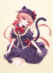  animal_ears animal_hat cat_hat hat long_hair looking_at_viewer nekomura_iroha pink_hair ponytail skirt solo tail tonyo_(milky_crown) very_long_hair vocaloid 