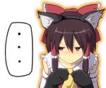  1girl animal_ears ascot blush bow brown_eyes brown_hair cat_ears detached_sleeves fake_animal_ears gloves hair_bow hair_tubes hakurei_reimu kemonomimi_mode leon_(mikiri_hassha) looking_at_viewer md5_mismatch paw_gloves paws solo touhou 