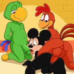  amazon_parrot anal anal_penetration anthro anus avian backsack balls beak bird black_body butt chicken digital_media_(artwork) disney erection feathers from_behind_position galliform gallus_(genus) genitals green_body group group_sex half-closed_eyes half-erect hi_res house_mouse humanoid_genitalia humanoid_penis jose_carioca kneeling licking lonbluewolf male male/male male_penetrated male_penetrating male_penetrating_male mammal mickey_mouse mouse murid murine narrowed_eyes navel neotropical_parrot nude open_mouth oral panchito_pistoles parrot penetration penile penile_penetration penis penis_lick phasianid rodent sex smile tail teeth the_three_caballeros threesome tongue tongue_out trio true_parrot 
