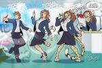 anthro blouse blush bottomwear cheetah clothed clothing embarrassed eyewear felid feline female gender_transformation glasses hi_res human male mammal mtf_transformation office office_clothing pen reality_shift skirt species_transformation speech_bubble suit tf-sential time_travel topwear transformation wearing_glasses
