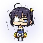  :&lt; ahoge blue_eyes cheerleader chibi chuunibyou_demo_koi_ga_shitai! eyepatch k10k lowres one_side_up pom_poms short_hair solo takanashi_rikka trembling triangle_mouth 