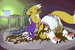  canine computer diaper digimon eating f&#230;ces f&aelig;ces feces female fox mammal pooping renamon scat starman_deluxe 