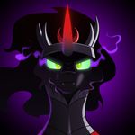  crown equestria-prevails equine eye_mist feral friendship_is_magic glowing glowing_eyes green_eyes hair hi_res horn horse king_sombra_(mlp) king_sombre_(mlp) male mammal mist my_little_pony pony slit_pupils solo unicorn 