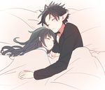  1girl bad_id bad_pixiv_id black_hair closed_eyes kirito kirito_(sao-alo) long_hair maret pointy_ears short_hair sleeping sword_art_online yui_(sao) 