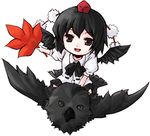  atsumi_haru bird black_hair black_wings chibi hat looking_at_viewer minigirl open_mouth shameimaru_aya simple_background smile solo tokin_hat touhou white_background wings 