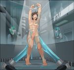  2018 anthro breasts brown_hair feet female fish hair human lunate male mammal marine open_mouth penis shark solo standing transformation 