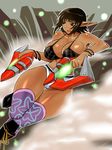  bare_shoulders bikini black_hair boots bouncing_breasts bracelet breasts brown_eyes dark_skin dual_wielding gun handgun hdkg holding jewelry knee_boots large_breasts phantasy_star phantasy_star_universe pointy_ears short_hair solo swimsuit thick_thighs thigh_gap thighhighs thighs weapon wide_hips 