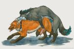 animal_genitalia animal_penis black_collar black_horn blue_eyes blue_penis brown_body brown_fur canid canine canine_genitalia canine_penis cheek_tuft collar duo eyes_closed facial_tuft feral feral_on_feral feral_penetrated feral_penetrating feral_penetrating_feral from_behind_position fur genitals grey_body grey_fur heatherwolf horn knot male male/male male_penetrated male_penetrating male_penetrating_male mammal neck_tuft open_mouth orange_body orange_fur penetration penis pink_penis sex side_view tongue tongue_out tuft whiskers white_body white_fur