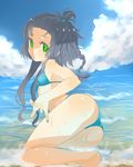  aya_(547972106) bad_id bad_pixiv_id beach bikini day hair_bobbles hair_ornament luo_tianyi nail_polish solo swimsuit topknot vocaloid vocanese wet 