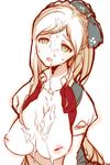  bad_id bad_pixiv_id blonde_hair bow braid breasts cum cum_in_mouth cum_on_body cum_on_breasts cum_on_upper_body danganronpa dress hair_bow inverted_nipples large_breasts long_hair mozi nipples open_mouth ponytail puffy_sleeves solo sonia_nevermind super_danganronpa_2 
